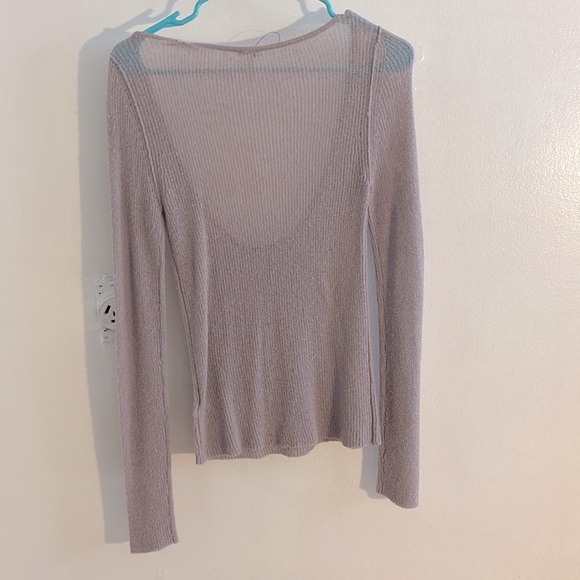 Free People, longsleeve, sheer sweater, plunging neckline, go out and wow them👀 - Picture 4 of 7